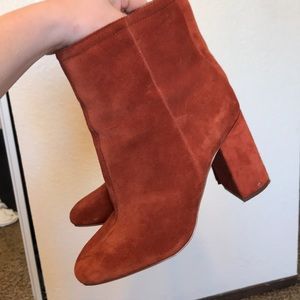 UO Burnt Orange Suede Sloane Booties